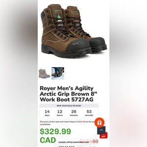 Men's Arctic Grip Brown Boots steel cap